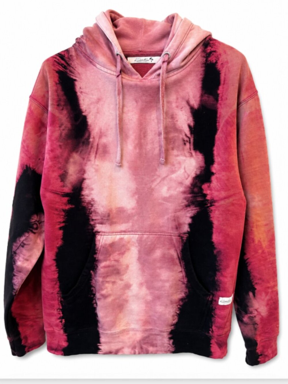 Kinetix Casual Luxury Tie Dye Hoodie Pink Black 100% Cotton Made in USA Size L
